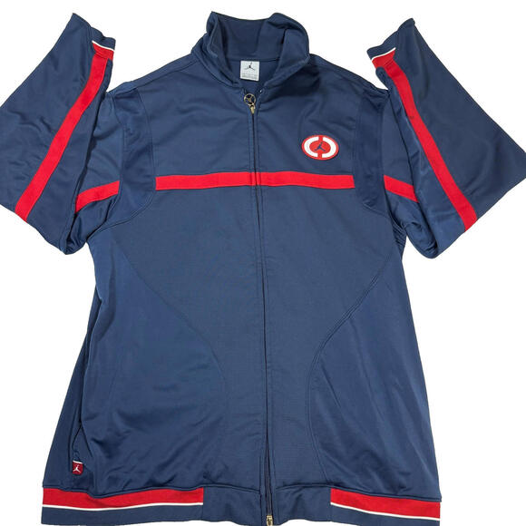 Nike Air Jordan Mens Track Jacket Size L Navy Red Retro 90s Y2K Full Zip Logo